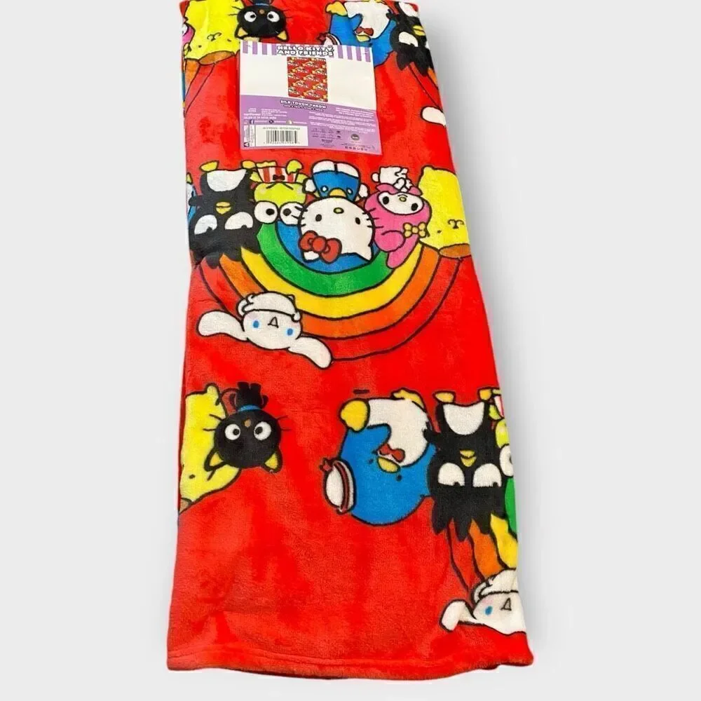 Hello Kitty And Friends Rainbow Silk Touch Pink Throw Blanket 50